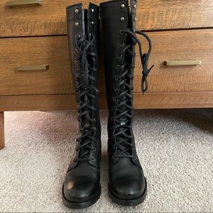 Black Leather Lace Up Frye Boots